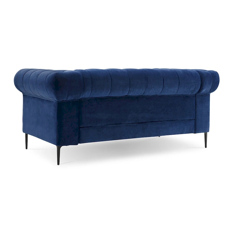 Diván tapizado con capitoné de terciopelo azul francés / gris / azul marino / verde azulado, 2 plazas
