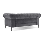 Diván tapizado con capitoné de terciopelo azul francés / gris / azul marino / verde azulado, 2 plazas
