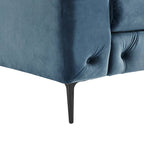 Diván tapizado con capitoné de terciopelo azul francés / gris / azul marino / verde azulado, 2 plazas