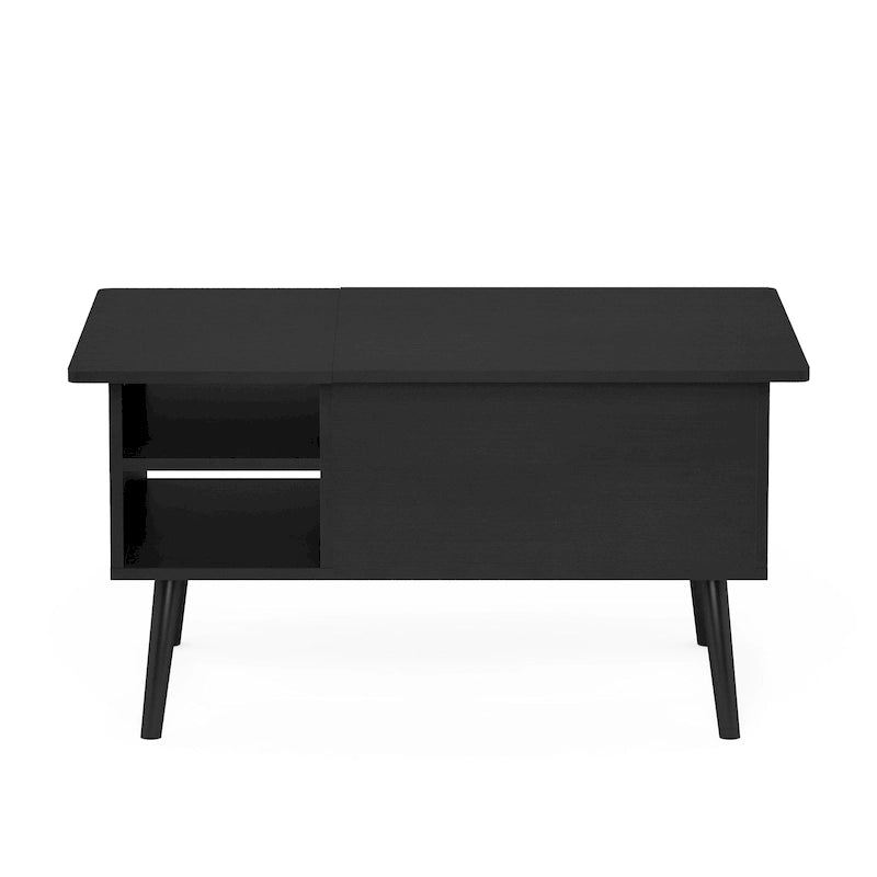 Mesa de centro elevable con patas de madera, americano / blanco macizo / roble francés gris, capacidad para 1