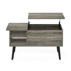 Mesa de centro elevable con patas de madera, americano / blanco macizo / roble francés gris, capacidad para 1