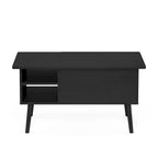 Mesa de centro elevable con patas de madera, americano / blanco macizo / roble francés gris, capacidad para 1