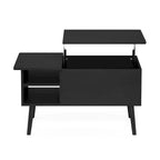 Mesa de centro elevable con patas de madera, americano / blanco macizo / roble francés gris, capacidad para 1