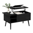 Mesa de centro elevable con patas de madera, americano / blanco macizo / roble francés gris, capacidad para 1