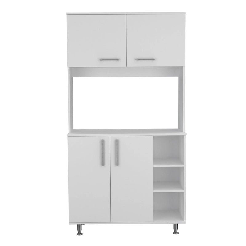 Juego de cocina de 2 piezas (isla + alacena) en blanco y roble claro, para hogar de 1 persona