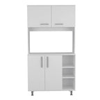 Juego de cocina de 2 piezas (isla + alacena) en blanco y roble claro, para hogar de 1 persona
