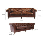 Sofá Chesterfield marrón con mechones, cuero, 1 asiento