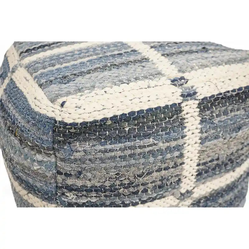 Puf de lana y algodón azul, mediano, 1 asiento