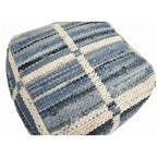 Puf de lana y algodón azul, mediano, 1 asiento