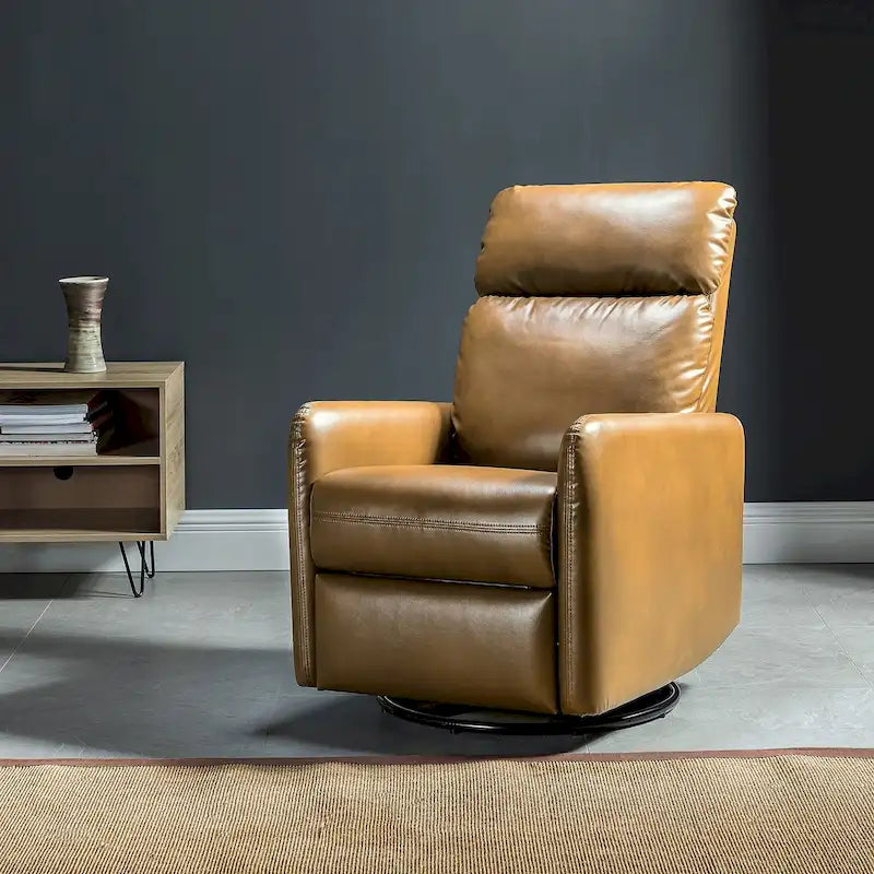 Sillón reclinable giratorio de poliéster multicolor con base de metal – 1 plaza