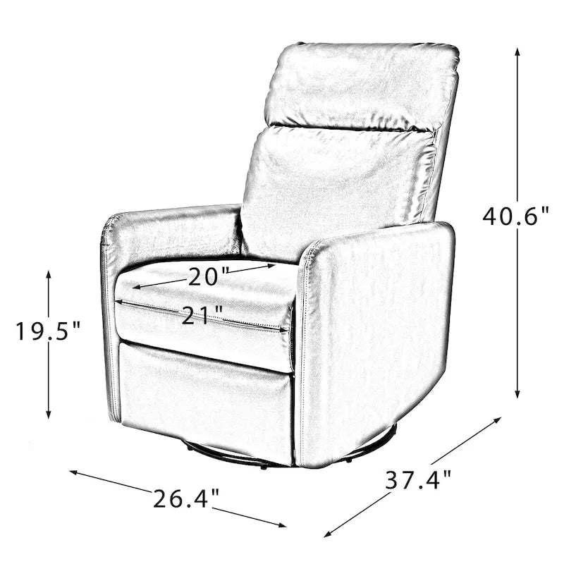 Sillón reclinable giratorio de poliéster multicolor con base de metal – 1 plaza