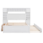 Cama Queen Size con almacenaje, nido, cajones y estantes en la cabecera, color espresso – Capacidad para 1–2 personas