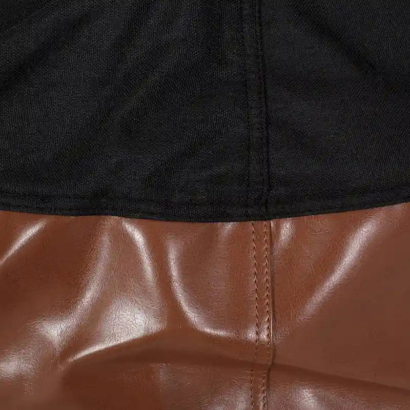 Puf bi-tono, tela y piel sintética, 1 persona (beige/gris claro/negro y marrón café)