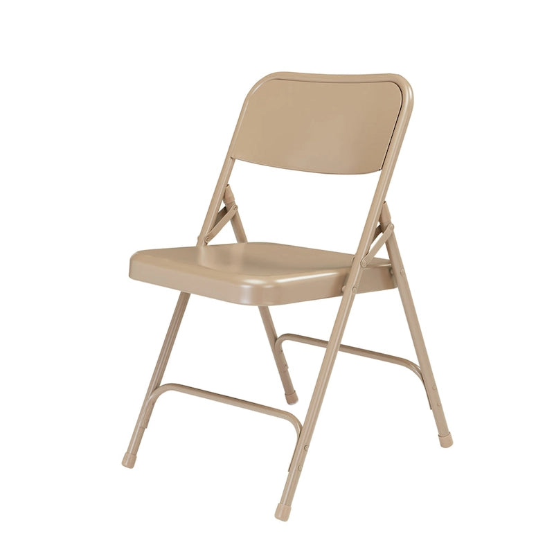 Silla Plegable de Acero con Respaldo Alto – Beige / Gris / Marrón / Azul / Negro, Juego de 4