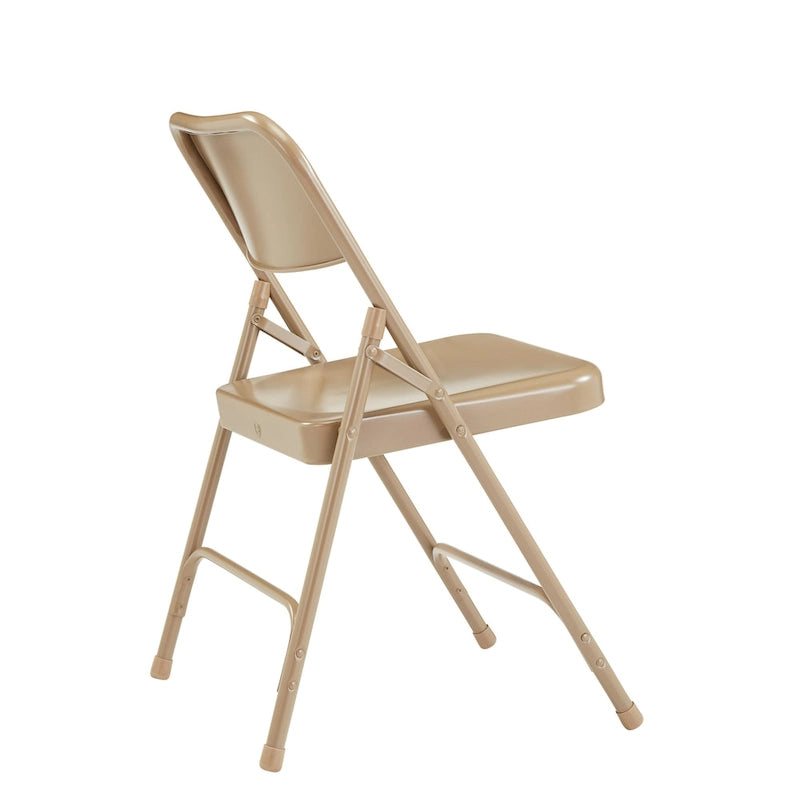 Silla Plegable de Acero con Respaldo Alto – Beige / Gris / Marrón / Azul / Negro, Juego de 4