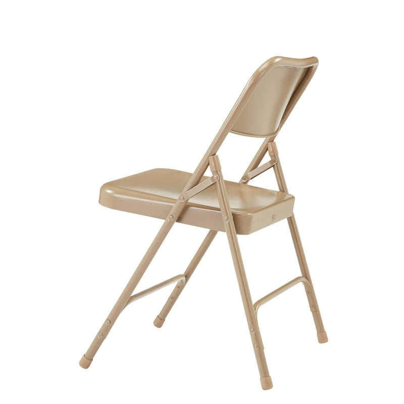 Silla Plegable de Acero con Respaldo Alto – Beige / Gris / Marrón / Azul / Negro, Juego de 4
