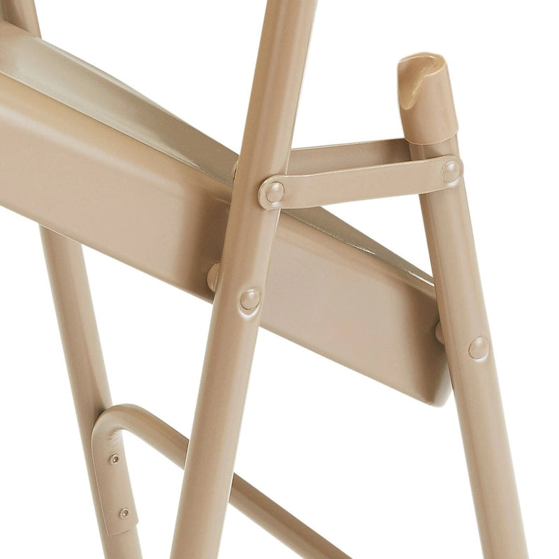 Silla Plegable de Acero con Respaldo Alto – Beige / Gris / Marrón / Azul / Negro, Juego de 4