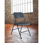 Silla Plegable de Acero con Respaldo Alto – Beige / Gris / Marrón / Azul / Negro, Juego de 4