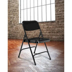 Silla Plegable de Acero con Respaldo Alto – Beige / Gris / Marrón / Azul / Negro, Juego de 4