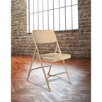 Silla Plegable de Acero con Respaldo Alto – Beige / Gris / Marrón / Azul / Negro, Juego de 4