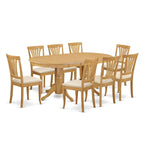 Juego de comedor ovalado de roble, 9 piezas, para 8 personas