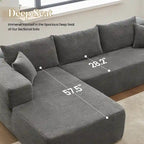 Sofá seccional de pana en forma de L de 4 plazas con chaise longue, color negro/gris/camel
