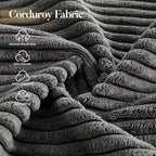 Sofá seccional de pana en forma de L de 4 plazas con chaise longue, color negro/gris/camel