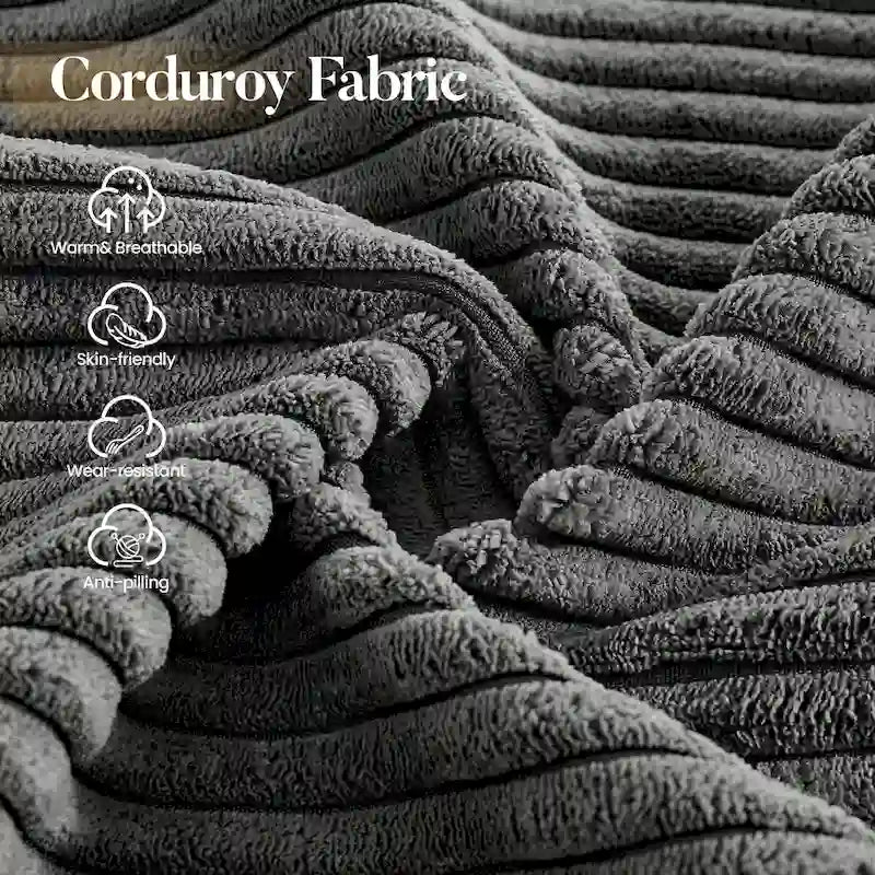Sofá seccional de pana en forma de L de 4 plazas con chaise longue, color negro/gris/camel