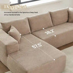 Sofá seccional de pana en forma de L de 4 plazas con chaise longue, color negro/gris/camel