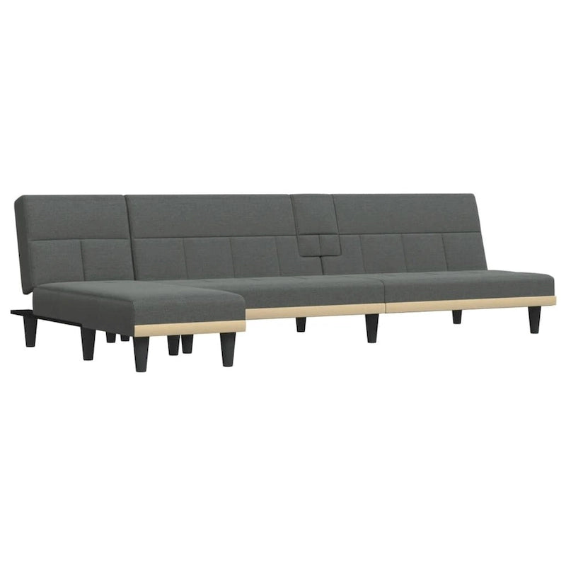 Sofá Cama en L Gris Oscuro, Convertible en 3 Posiciones, 2 Plazas