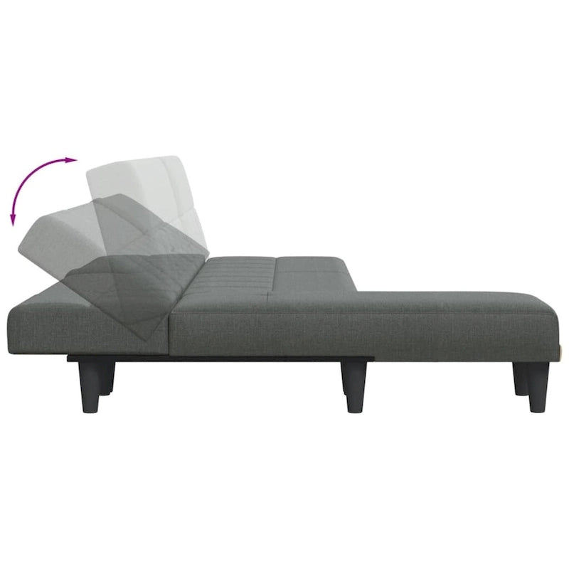 Sofá Cama en L Gris Oscuro, Convertible en 3 Posiciones, 2 Plazas