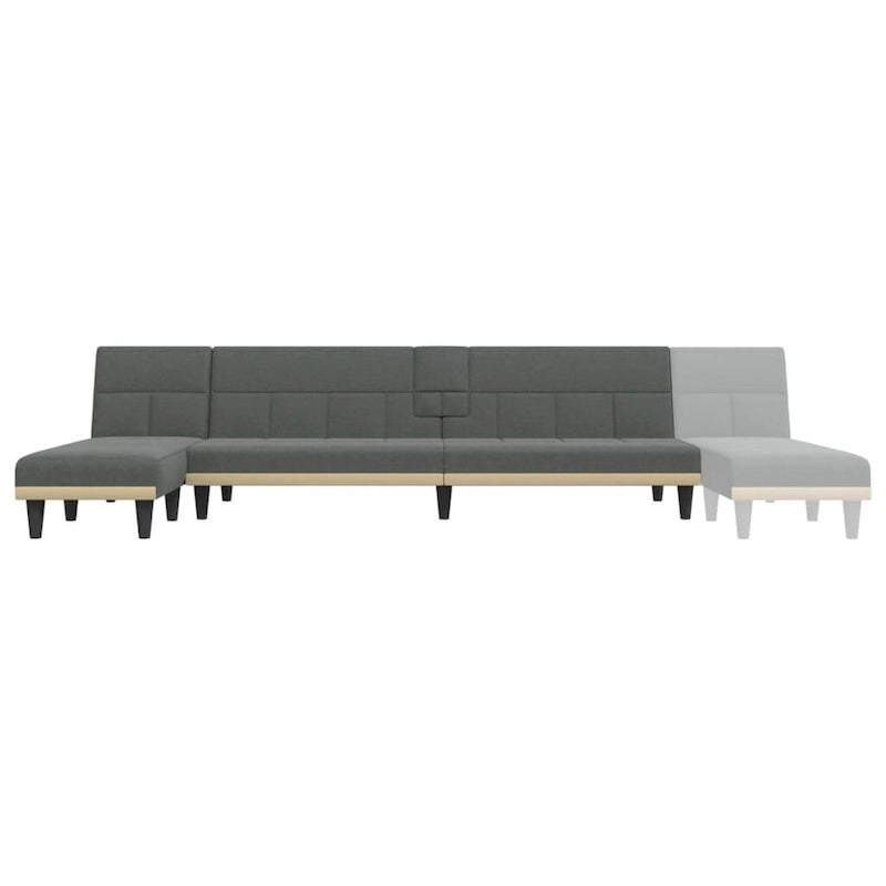 Sofá Cama en L Gris Oscuro, Convertible en 3 Posiciones, 2 Plazas