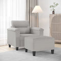 Sillón de Microfibra Gris Claro y Gris Oscuro / Sofá de 3 Plazas con Reposapiés, para 1-3 Personas