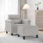 Sillón de Microfibra Gris Claro y Gris Oscuro / Sofá de 3 Plazas con Reposapiés, para 1-3 Personas