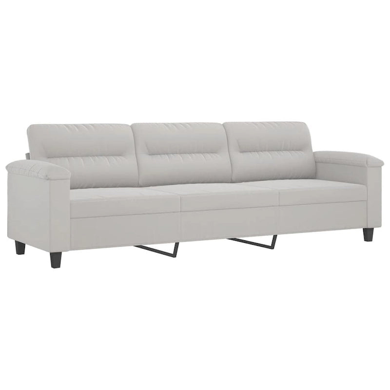 Sillón de Microfibra Gris Claro y Gris Oscuro / Sofá de 3 Plazas con Reposapiés, para 1-3 Personas