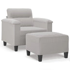 Sillón de Microfibra Gris Claro y Gris Oscuro / Sofá de 3 Plazas con Reposapiés, para 1-3 Personas