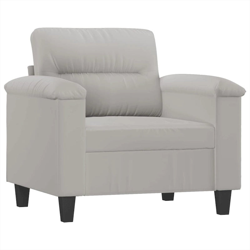 Sillón de Microfibra Gris Claro y Gris Oscuro / Sofá de 3 Plazas con Reposapiés, para 1-3 Personas
