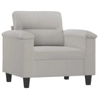 Sillón de Microfibra Gris Claro y Gris Oscuro / Sofá de 3 Plazas con Reposapiés, para 1-3 Personas