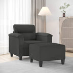Sillón de Microfibra Gris Claro y Gris Oscuro / Sofá de 3 Plazas con Reposapiés, para 1-3 Personas