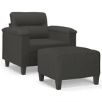 Sillón de Microfibra Gris Claro y Gris Oscuro / Sofá de 3 Plazas con Reposapiés, para 1-3 Personas