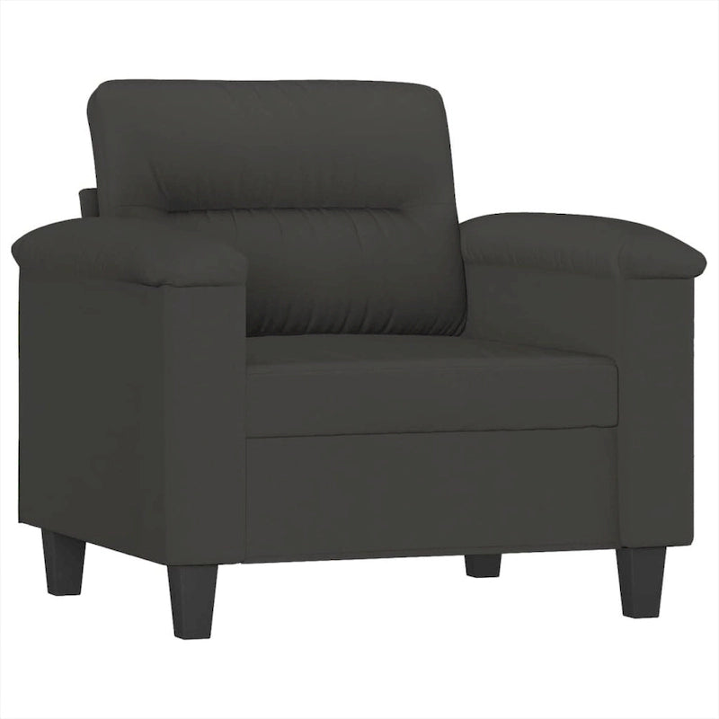 Sillón de Microfibra Gris Claro y Gris Oscuro / Sofá de 3 Plazas con Reposapiés, para 1-3 Personas