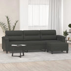 Sillón de Microfibra Gris Claro y Gris Oscuro / Sofá de 3 Plazas con Reposapiés, para 1-3 Personas