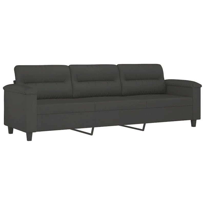 Sillón de Microfibra Gris Claro y Gris Oscuro / Sofá de 3 Plazas con Reposapiés, para 1-3 Personas