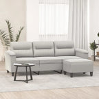 Sillón de Microfibra Gris Claro y Gris Oscuro / Sofá de 3 Plazas con Reposapiés, para 1-3 Personas