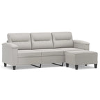 Sillón de Microfibra Gris Claro y Gris Oscuro / Sofá de 3 Plazas con Reposapiés, para 1-3 Personas