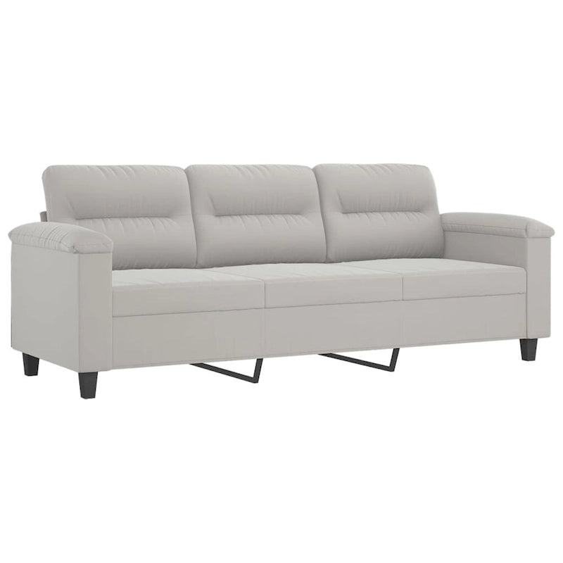 Sillón de Microfibra Gris Claro y Gris Oscuro / Sofá de 3 Plazas con Reposapiés, para 1-3 Personas