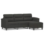 Sillón de Microfibra Gris Claro y Gris Oscuro / Sofá de 3 Plazas con Reposapiés, para 1-3 Personas