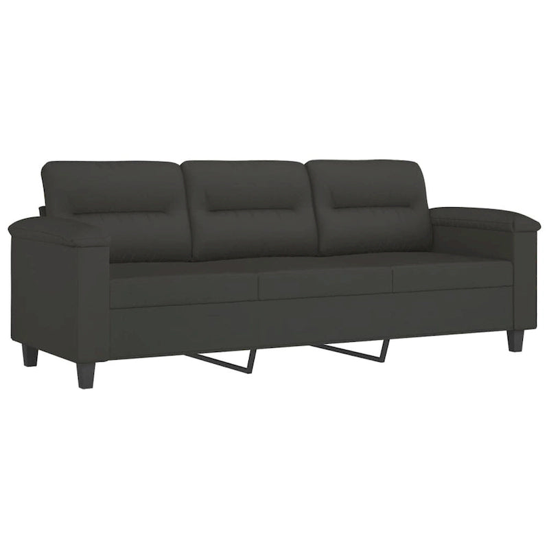 Sillón de Microfibra Gris Claro y Gris Oscuro / Sofá de 3 Plazas con Reposapiés, para 1-3 Personas