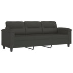 Sillón de Microfibra Gris Claro y Gris Oscuro / Sofá de 3 Plazas con Reposapiés, para 1-3 Personas