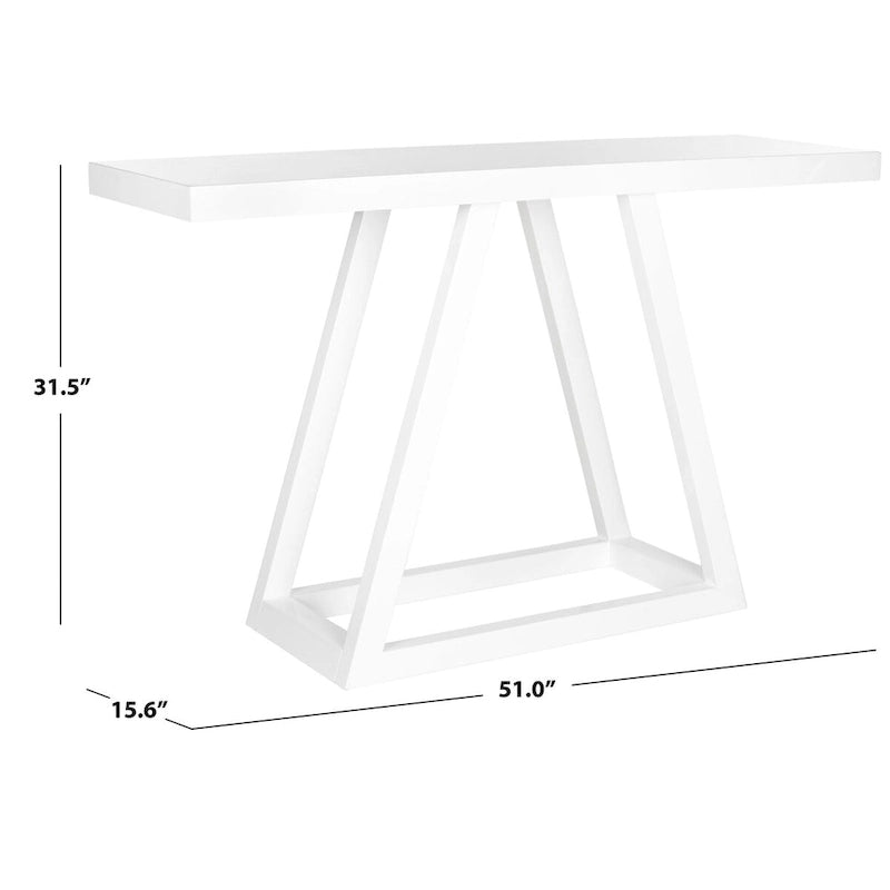 Mesa de consola de laca blanca, estilo para 1 persona, 51" de ancho